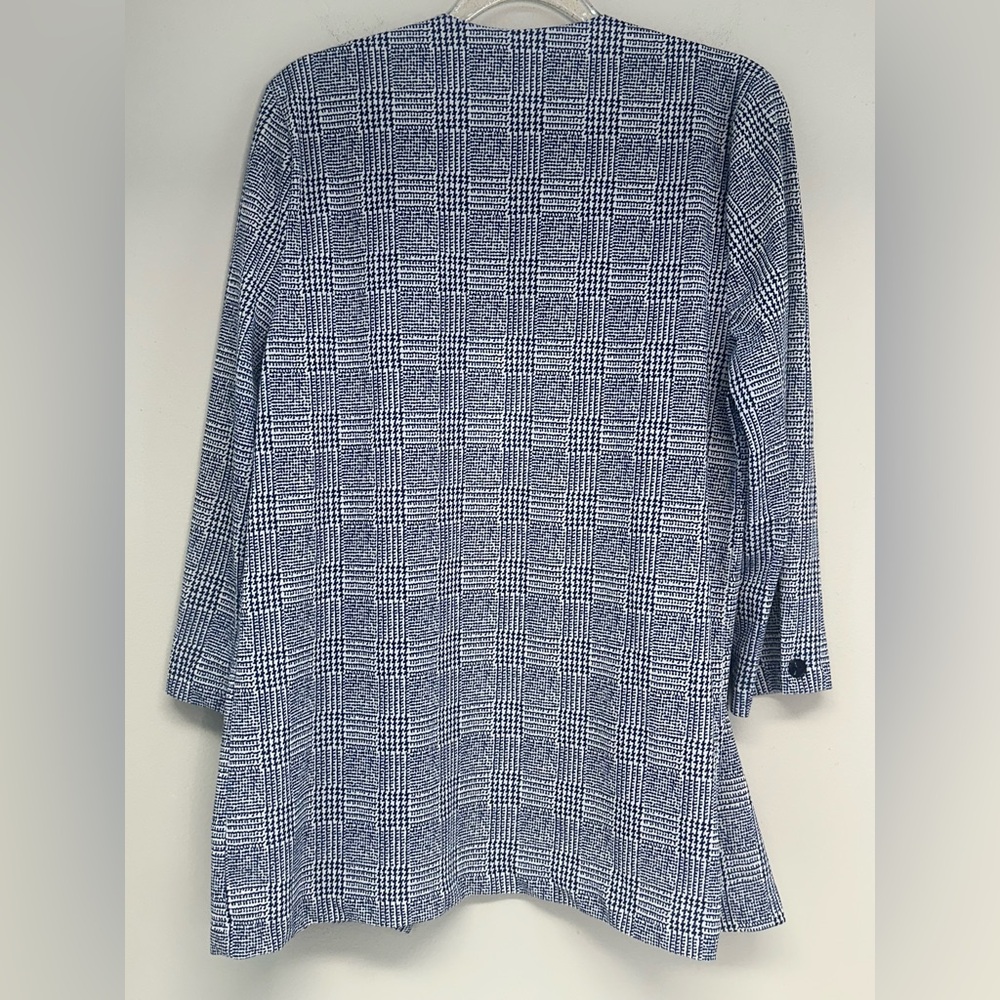 Whirlaway vintage lightweight blazer 3/4 sleeve blue and white houndstooth large - Picture 7 of 8